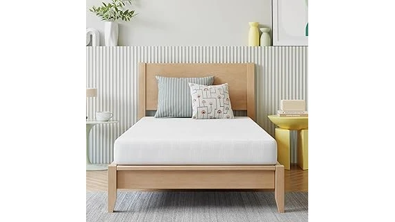 The image shows a neatly compressed twin mattress in a box, ready for convenient shipping.