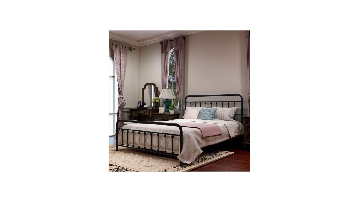 Metal Bed Frame Queen Size Victorian Vintage Style – Honest