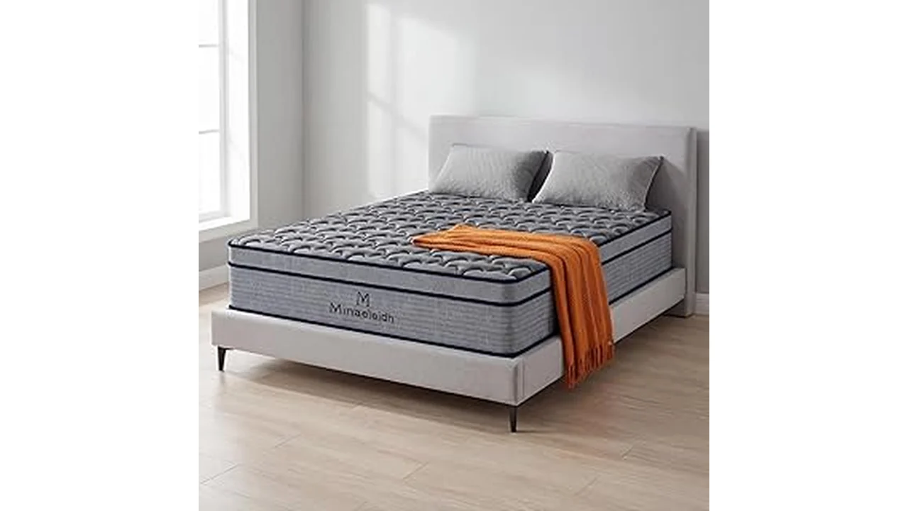 The image shows a comfortable bed with a plush mattress, likely featured in a review of the Best 31 Mattresses.