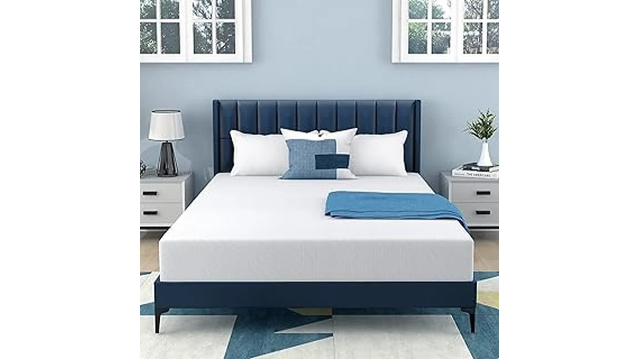 This image shows a comfortable mattress on a bed frame, perfect for the best 31 mattress under 300.